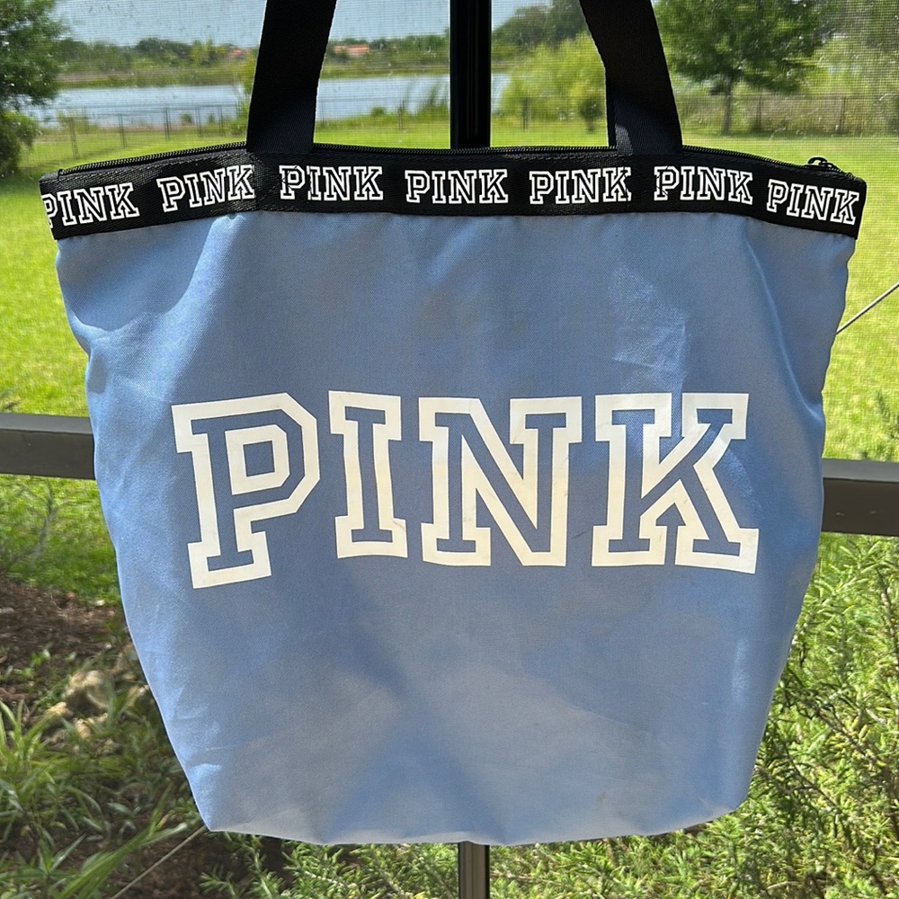Victoria’s Secret Pink Blue/black Tote 16” x 20” nwot